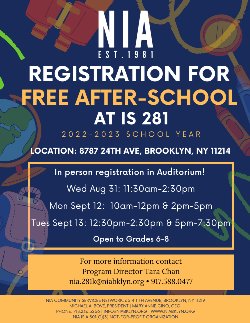 NIA - Registration for free After-School